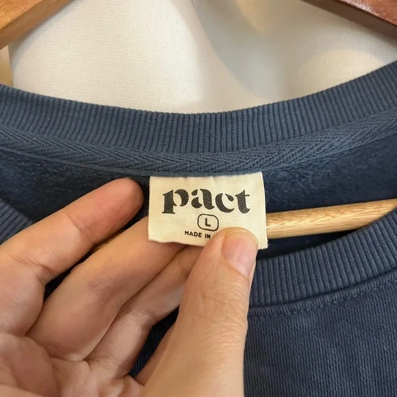 Pact Women's French Navy Crew Neck Sweater | L - Picture 2 of 5